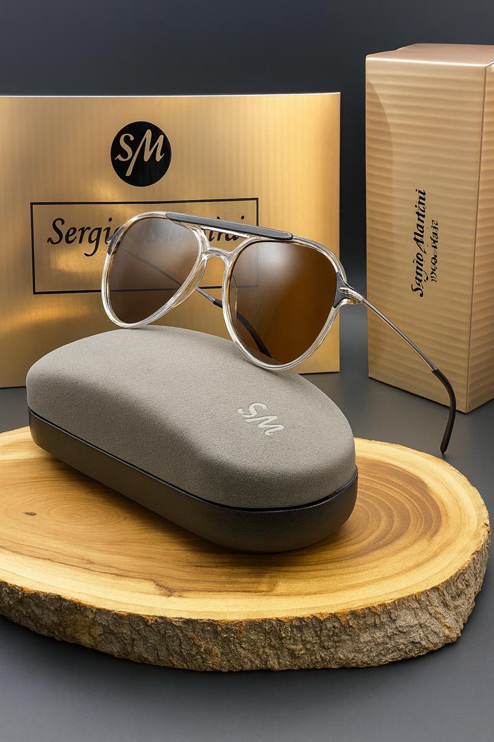 عینک آفتابی زنانه/مردانه سرجیو مارتینی مدل 1432 همراه با عدسی یدک مشکی و قهوه‌ای