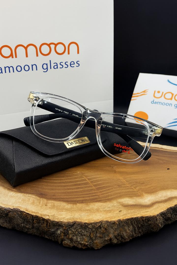 فریم عینک طبی مردانه سالواتوره مدل 147 – شفاف سفید با دسته مشکی