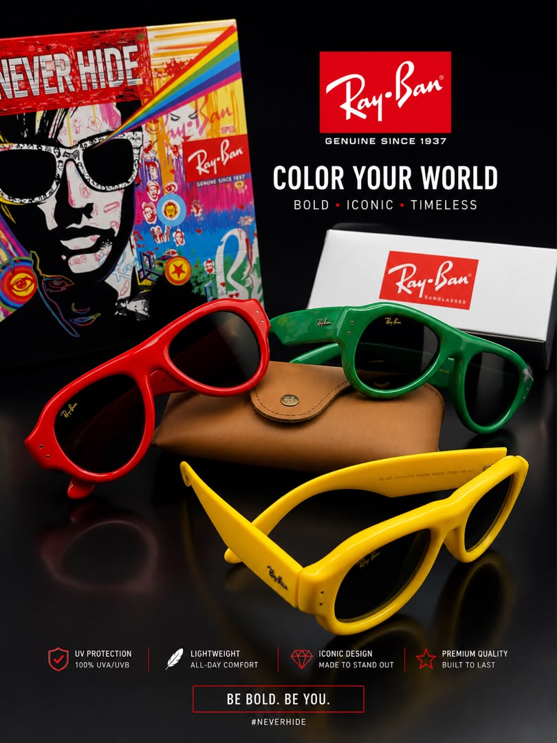 عینک آفتابی رنگی  ریبن پافر (Ray-Ban PUFFER) مدل 4925 سبز قرمز زرد