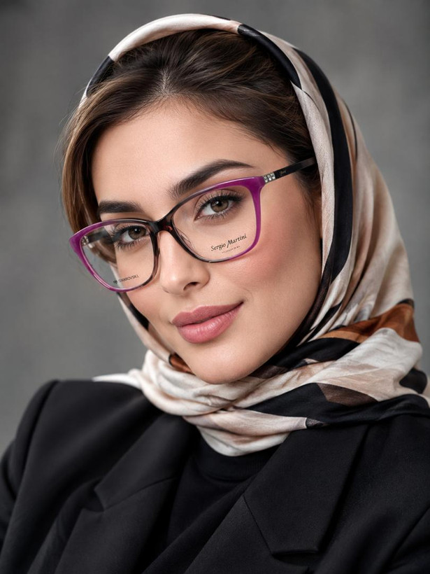 فریم عینک طبی زنانه بنفش کائوچوئی سرجیو مارتینی مدل 2242 با نگین سواروسکی