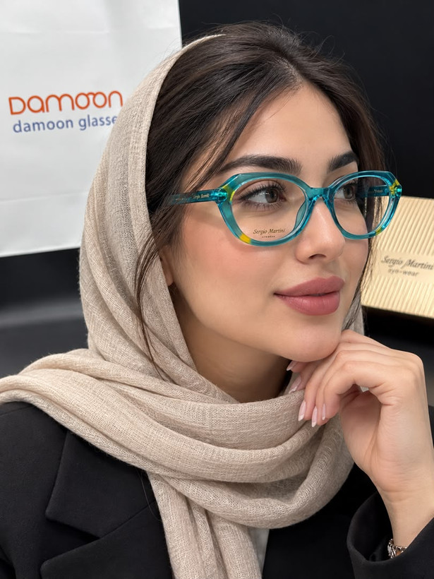 فریم عینک طبی زنانه فیروزه ای سرجیو مارتینی Sergio Martini مدل 3868