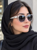 عینک آفتابی زنانه زنیت مدل 759 پولاریزه UV400 – فریم سفید شفاف با دستههای طرح مرمر و نگینکاری