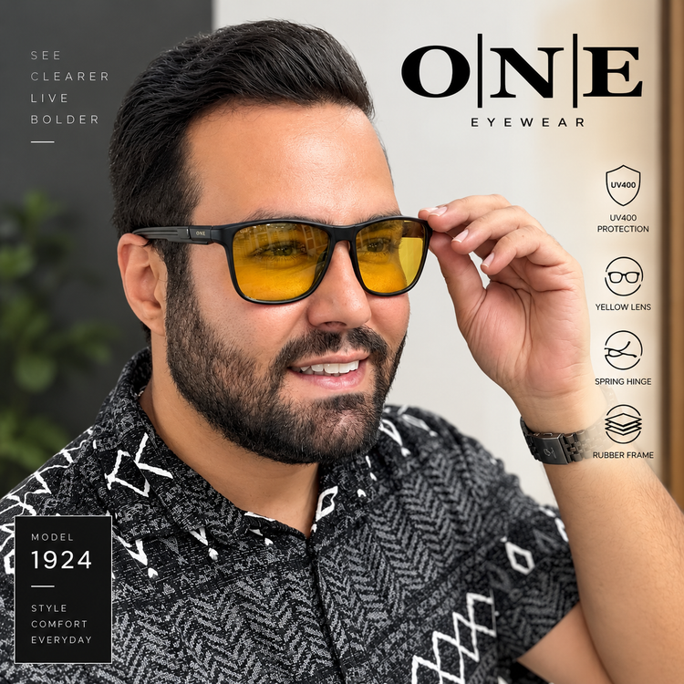 عینک شب ONE مدل 1822 با بند مگنتی UV400 و دسته فنری