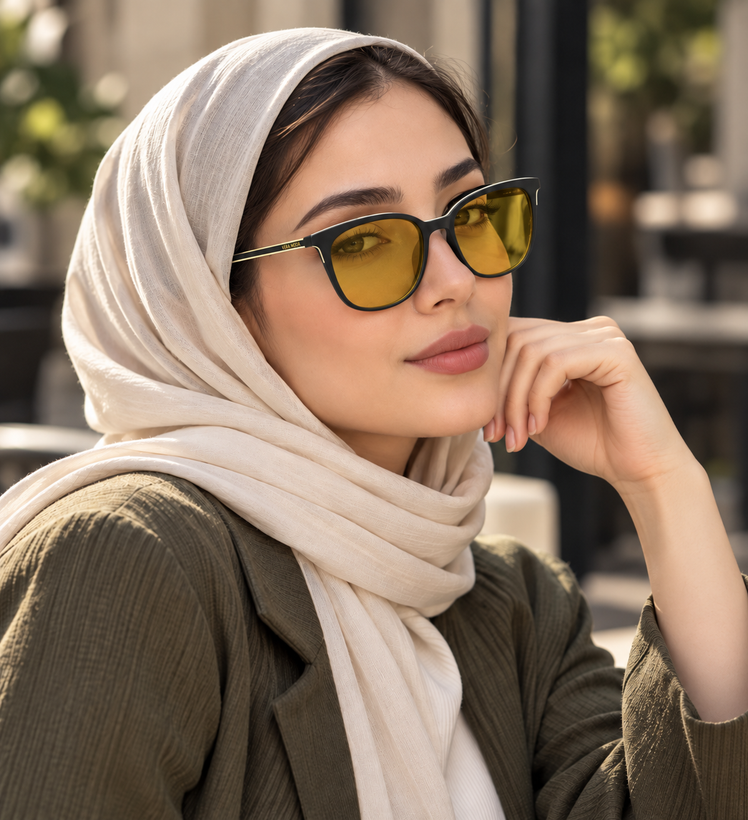 عینک شب زنانه VERA MODA مشکی مات با عدسی زرد